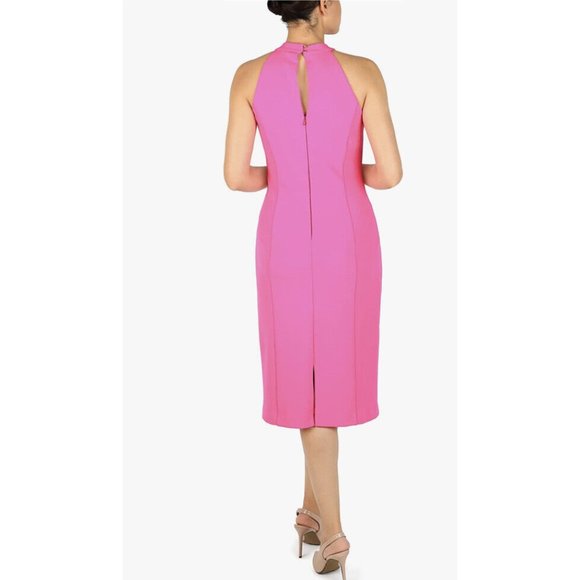 NWT Julia Jordan Twist Halter Neck Sleeveless Stretch Crepe Sheath Dress - 14 - Picture 4 of 9